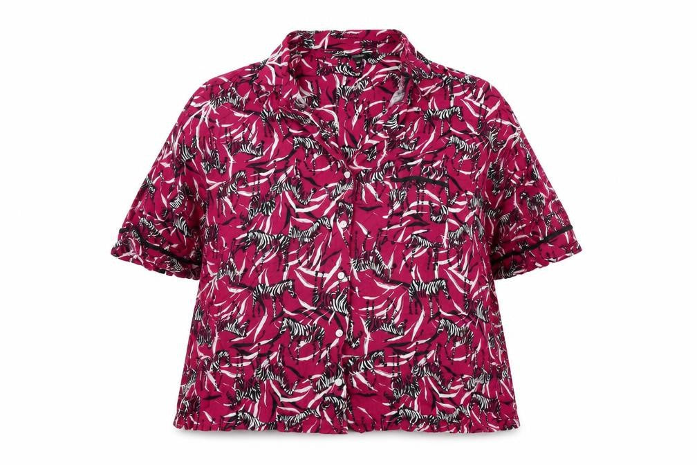Pretty Secrets Womens Pink Geometric Viscose Top Pyjama Top Size 24 Button - Zebra Print