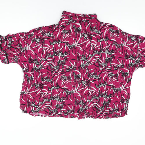Pretty Secrets Womens Pink Geometric Viscose Top Pyjama Top Size 24 Button - Zebra Print