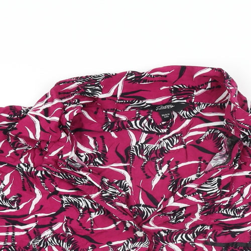 Pretty Secrets Womens Pink Geometric Viscose Top Pyjama Top Size 24 Button - Zebra Print