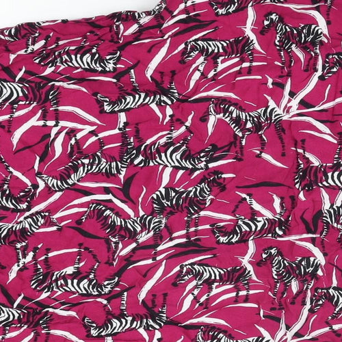 Pretty Secrets Womens Pink Geometric Viscose Top Pyjama Top Size 24 Button - Zebra Print