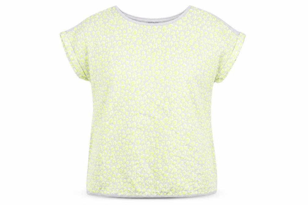 Front view of Principles women’s grey animal print polyester basic blouse, size UK 14, round neck
