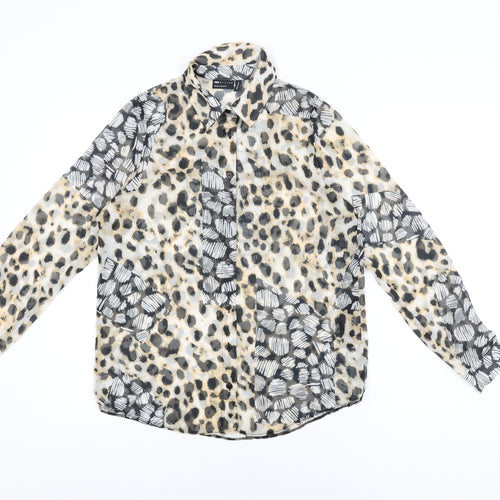 ASOS Womens Multicoloured Animal Print Polyester Basic Button-Up Size 10 Collared