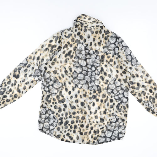 ASOS Womens Multicoloured Animal Print Polyester Basic Button-Up Size 10 Collared