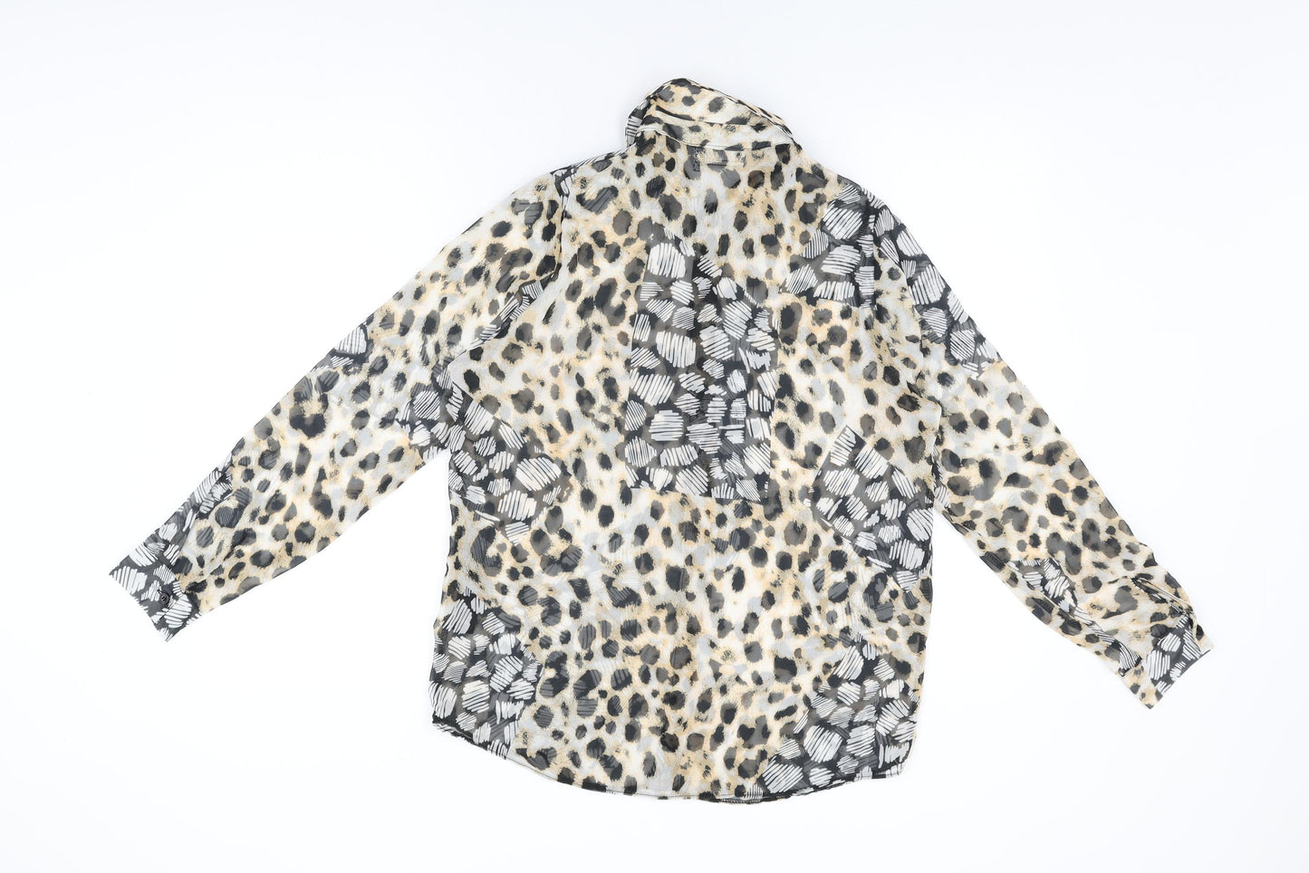ASOS Womens Multicoloured Animal Print Polyester Basic Button-Up Size 10 Collared