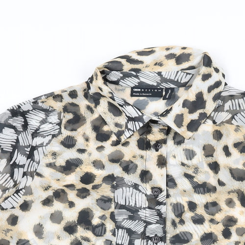 ASOS Womens Multicoloured Animal Print Polyester Basic Button-Up Size 10 Collared