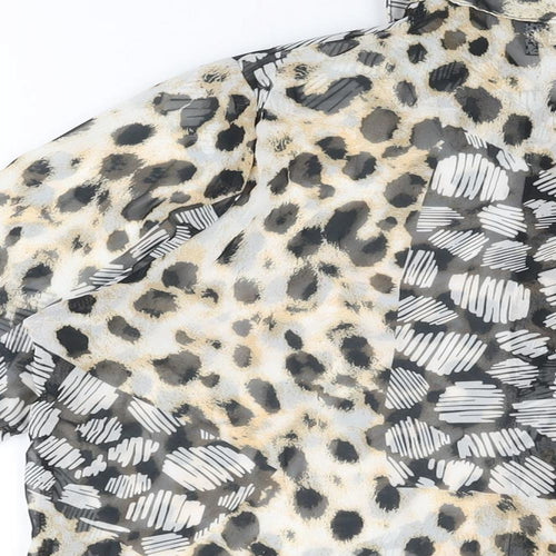 ASOS Womens Multicoloured Animal Print Polyester Basic Button-Up Size 10 Collared