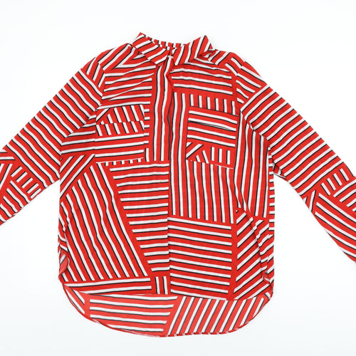 Dorothy Perkins Womens Red Geometric Polyester Basic Blouse Size 14 Collared
