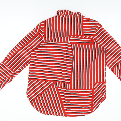 Dorothy Perkins Womens Red Geometric Polyester Basic Blouse Size 14 Collared