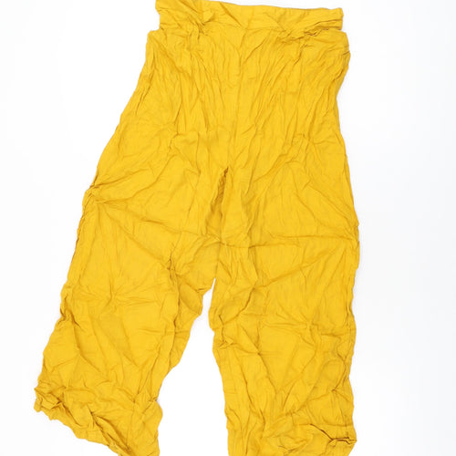 Joviie Womens Yellow Viscose Cropped Trousers Size S L22 in Regular