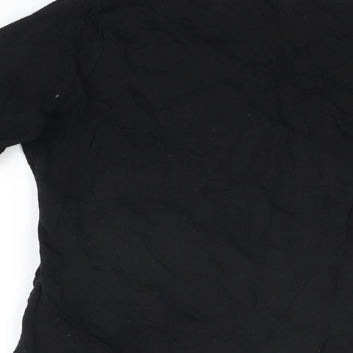 New Look Womens Black Cotton Basic T-Shirt Size 8 V-Neck