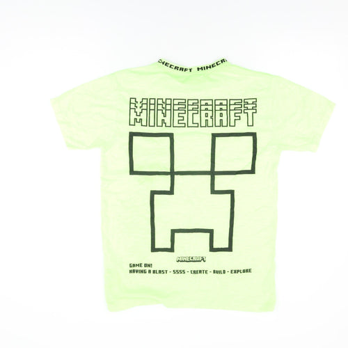 Minecraft Boys Green Cotton Basic T-Shirt Size 12-13 Years Round Neck Pullover