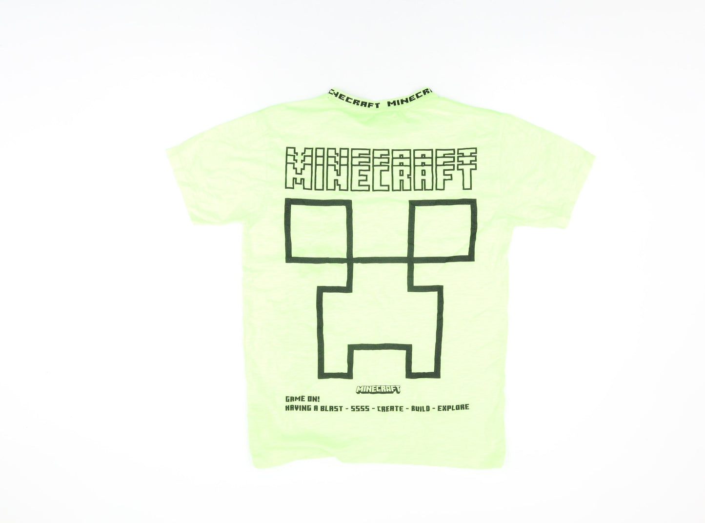 Minecraft Boys Green Cotton Basic T-Shirt Size 12-13 Years Round Neck Pullover