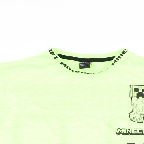 Minecraft Boys Green Cotton Basic T-Shirt Size 12-13 Years Round Neck Pullover