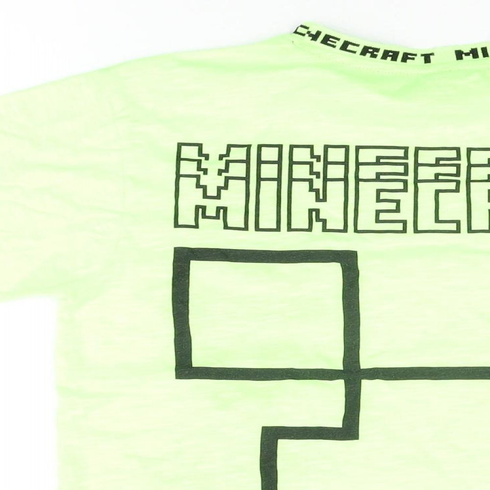 Minecraft Boys Green Cotton Basic T-Shirt Size 12-13 Years Round Neck Pullover