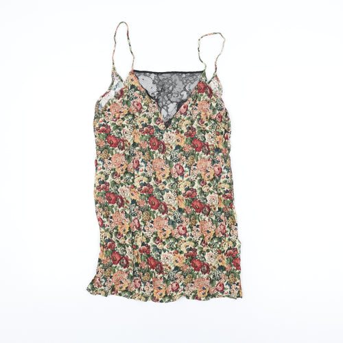 Zara Womens Multicoloured Floral Viscose Camisole T-Shirt Size XS V-Neck