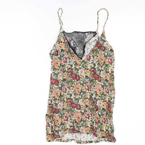 Zara Womens Multicoloured Floral Viscose Camisole T-Shirt Size XS V-Neck