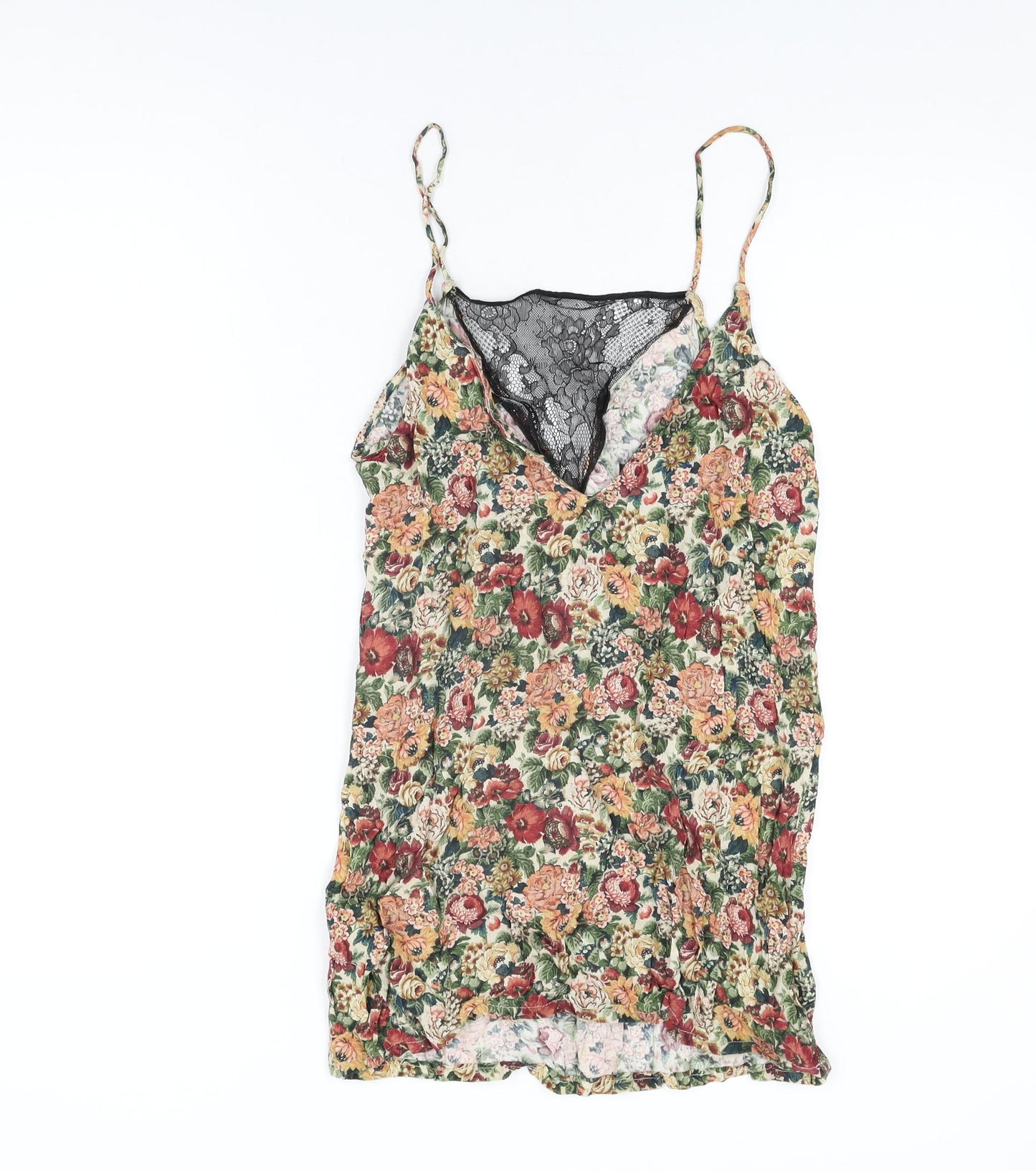 Zara Womens Multicoloured Floral Viscose Camisole T-Shirt Size XS V-Neck