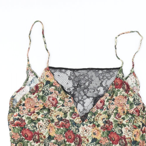 Zara Womens Multicoloured Floral Viscose Camisole T-Shirt Size XS V-Neck
