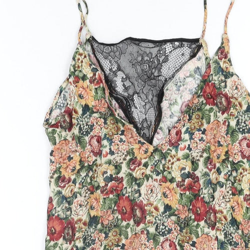 Zara Womens Multicoloured Floral Viscose Camisole T-Shirt Size XS V-Neck