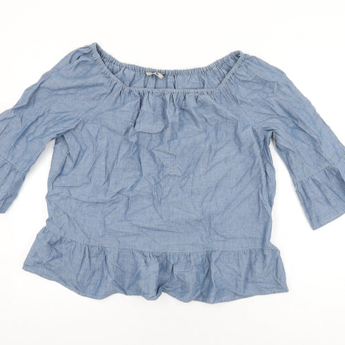 TU Womens Blue Cotton Basic Blouse Size 18 Off the Shoulder