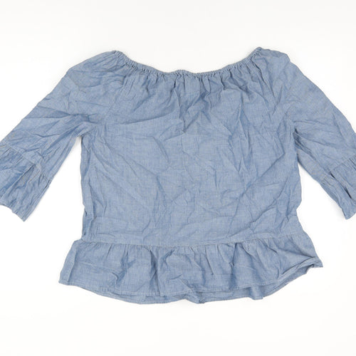 TU Womens Blue Cotton Basic Blouse Size 18 Off the Shoulder