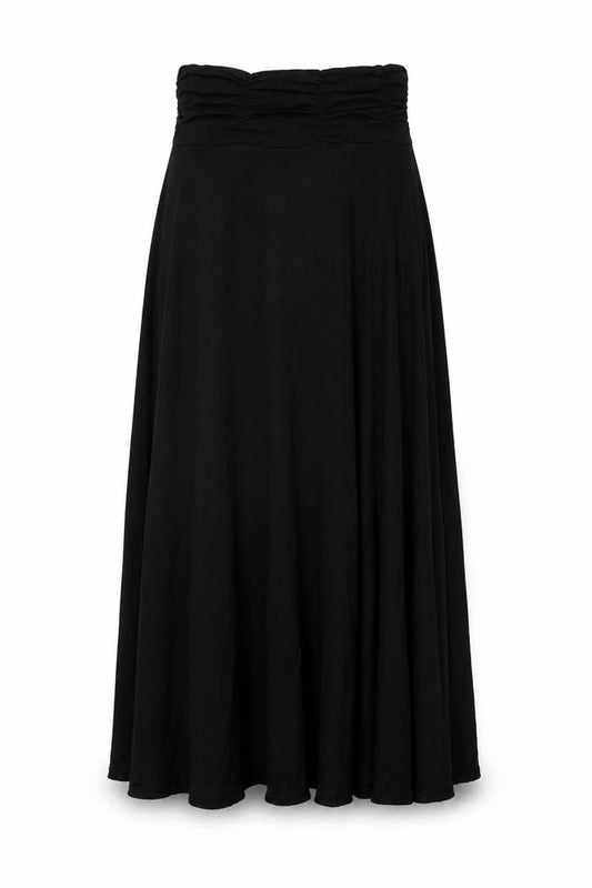 Front view of Bailey women’s black bamboo maxi skirt, size XL