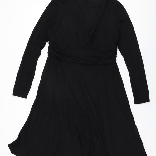 Look For The Stars Womens Black Viscose A-Line Size 16 V-Neck Pullover