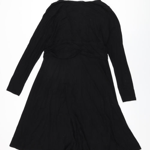 Look For The Stars Womens Black Viscose A-Line Size 16 V-Neck Pullover
