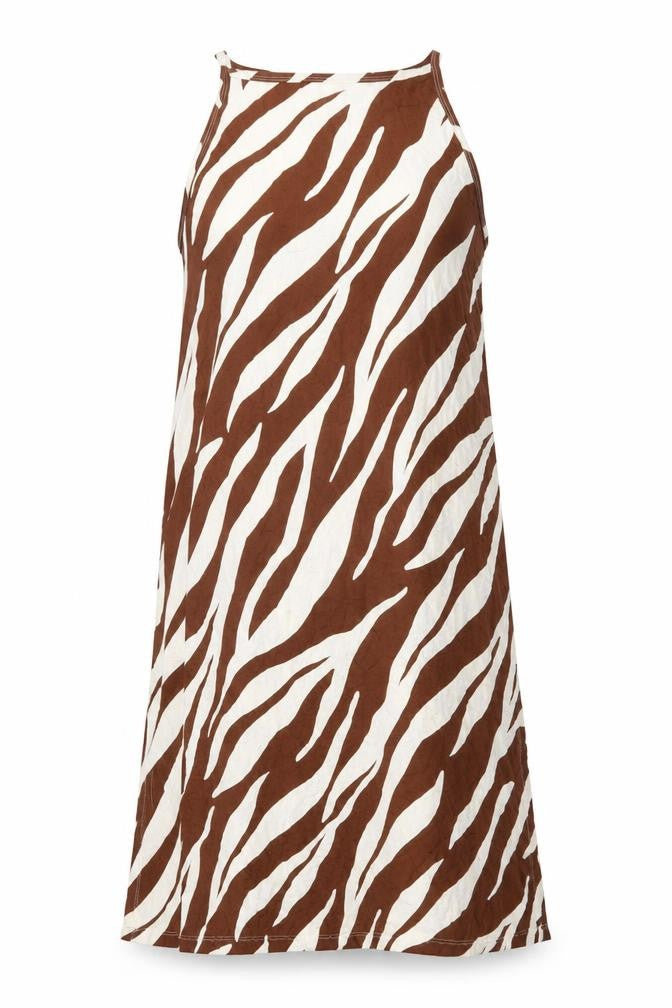 Front view of Marks & Spencer women’s white geometric viscose shift, size UK 14, round neck pullover