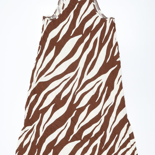 Marks and Spencer Womens White Geometric Viscose Shift Size 14 Round Neck Pullover