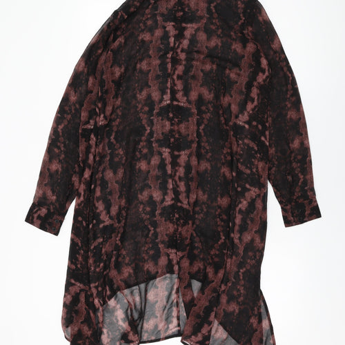 H&M Womens Black Geometric Polyester Shift Size 10 Collared Button