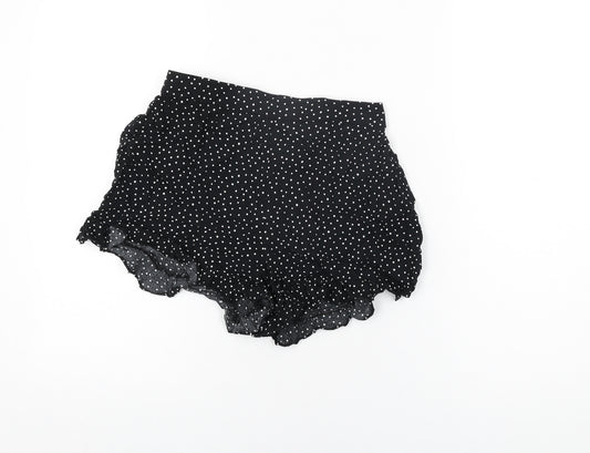 New Look Womens Black Polka Dot Viscose Basic Shorts Size 8 Regular Pull On