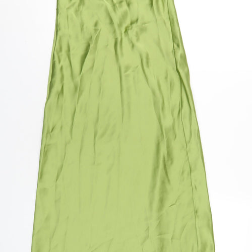 Zara Womens Green Polyester Maxi Size XS Square Neck Zip