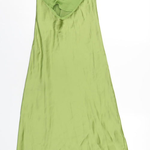Zara Womens Green Polyester Maxi Size XS Square Neck Zip
