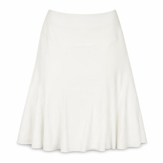 Front view of David Nieper women’s white polyester a-line skirt, size UK 14, zip