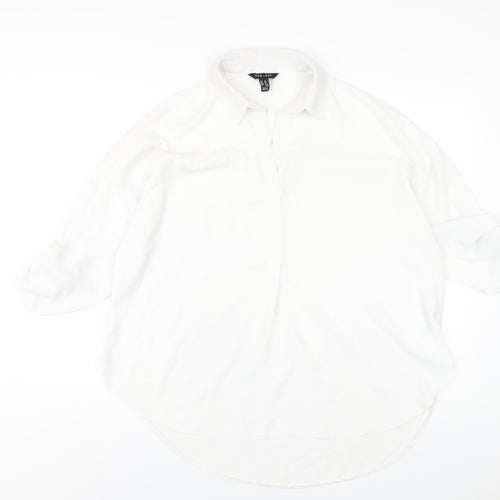 New Look Womens White Polyester Basic Blouse Size 12 Collared