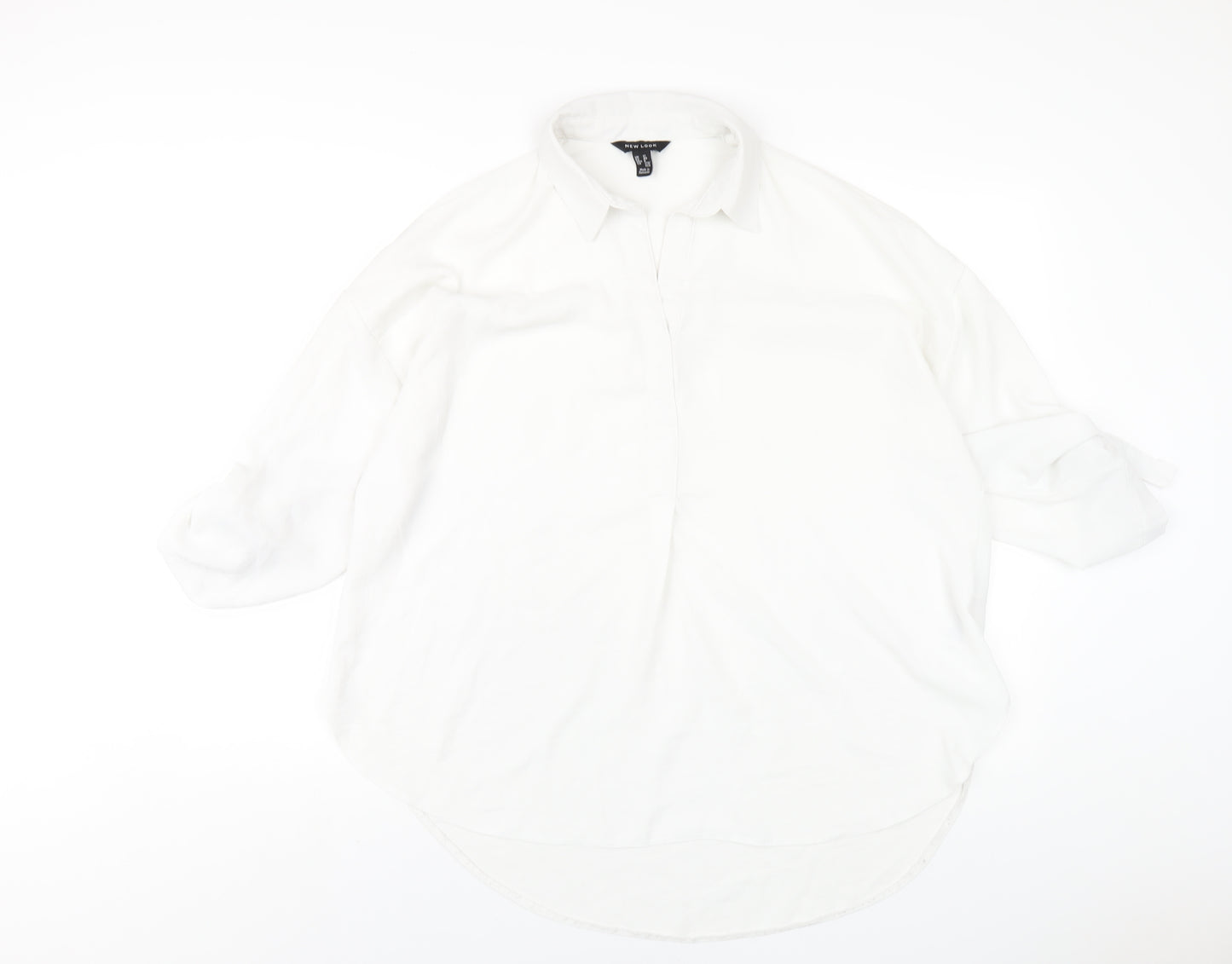 New Look Womens White Polyester Basic Blouse Size 12 Collared