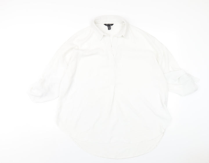 New Look Womens White Polyester Basic Blouse Size 12 Collared