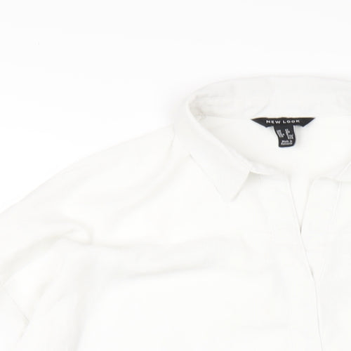 New Look Womens White Polyester Basic Blouse Size 12 Collared