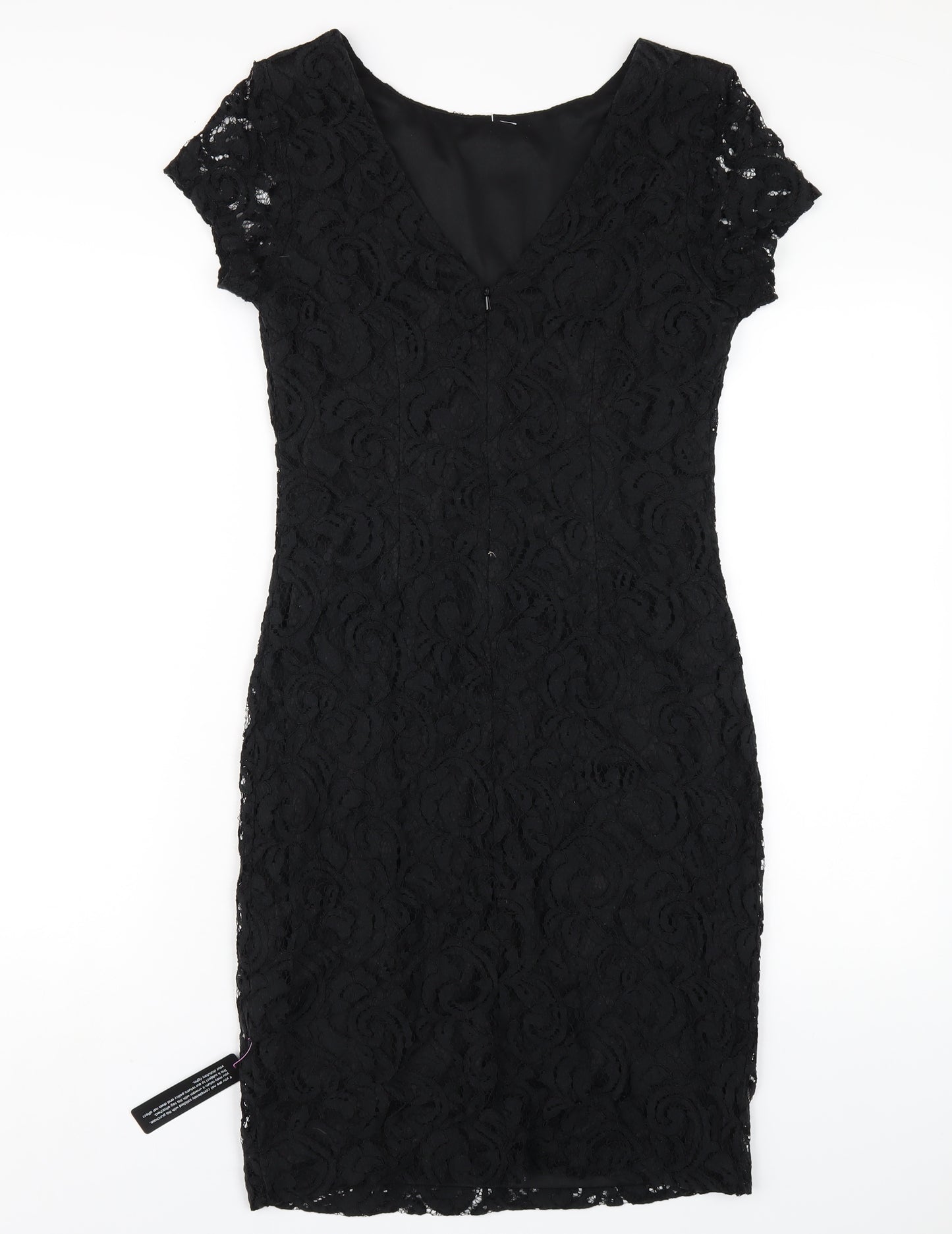 Roman Womens Black Cotton Bodycon Size 12 Round Neck Zip