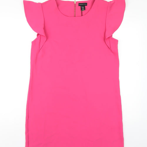 Adrienne Vittadini Womens Pink Polyester A-Line Size 14 Round Neck Zip