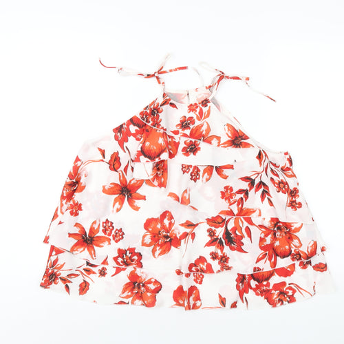 Julien Macdonald Womens White Floral Polyester Camisole Blouse Size 12 Square Neck