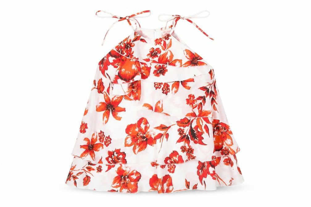 Julien Macdonald Womens White Floral Polyester Camisole Blouse Size 12 Square Neck