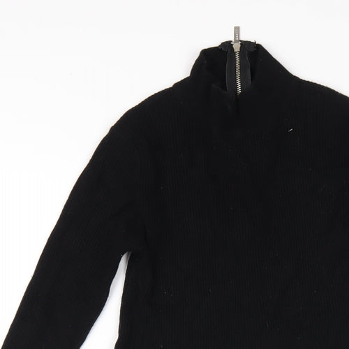 Lipsy Womens Black Viscose A-Line Size 10 Mock Neck Zip