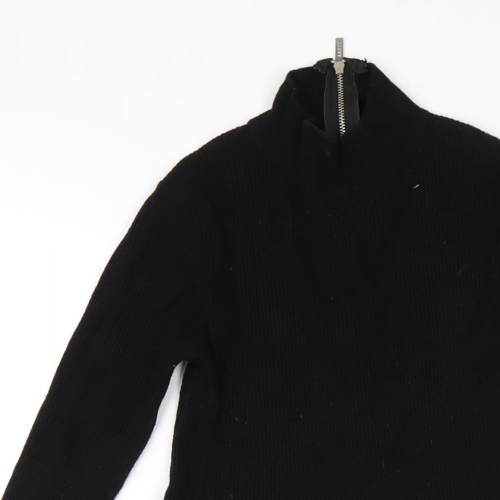 Lipsy Womens Black Viscose A-Line Size 10 Mock Neck Zip