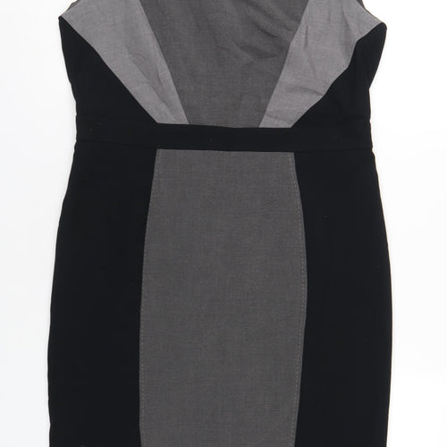 Marks and Spencer Womens Grey Polyester Pencil Dress Size 14 Round Neck Zip