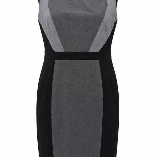 Marks and Spencer Womens Grey Polyester Pencil Dress Size 14 Round Neck Zip