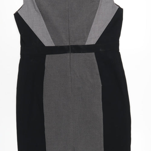 Marks and Spencer Womens Grey Polyester Pencil Dress Size 14 Round Neck Zip