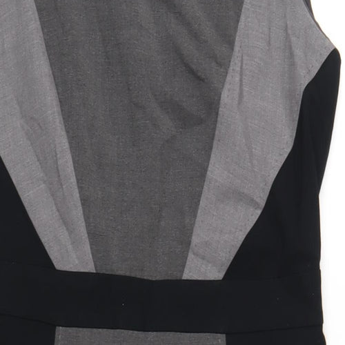 Marks and Spencer Womens Grey Polyester Pencil Dress Size 14 Round Neck Zip
