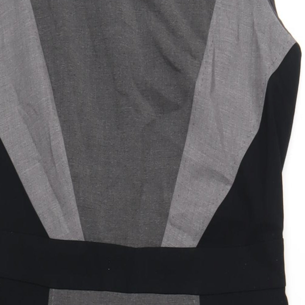 Marks and Spencer Womens Grey Polyester Pencil Dress Size 14 Round Neck Zip